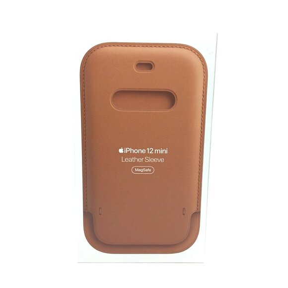 Apple Leather Sleeve For iPhone 12 Mini Saddle Brown MagSafe Genuine Leather New - Picture 5 of 5